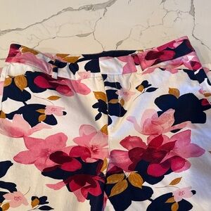 Old Navy Floral Ankle Pants - Pink, Navy, and Gold